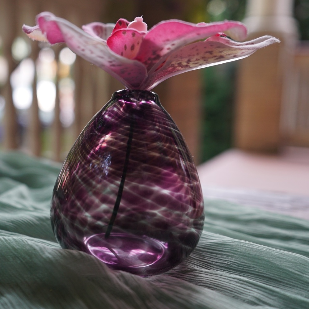 Purple Glass swirl mini Vase